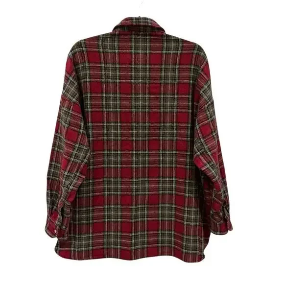 Frank & Eileen McLoghlin Utility Jacket Red Black Textured Flannel Size XS Small - Picture 9 of 14